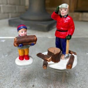Department 56 &quot;Woodsman and Boy&quot; set of 2 # 5130-6, 1990s Original Snow Village Dept. 56 Accessories  Retired, Original Box