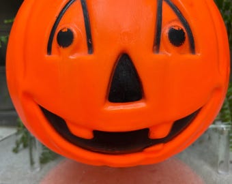 Vintage Halloween Creative Outfit Jack O Lantern Light Up Halloween Trick Or Treat Bucket Halloween Decor 9" x9" Missing Base & Cord