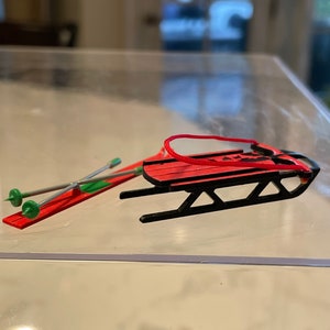 Department 56 Christmas "Sled & Skis"Metal Accessories, Village Collection # 5233 Retired Dept. 56 1990s