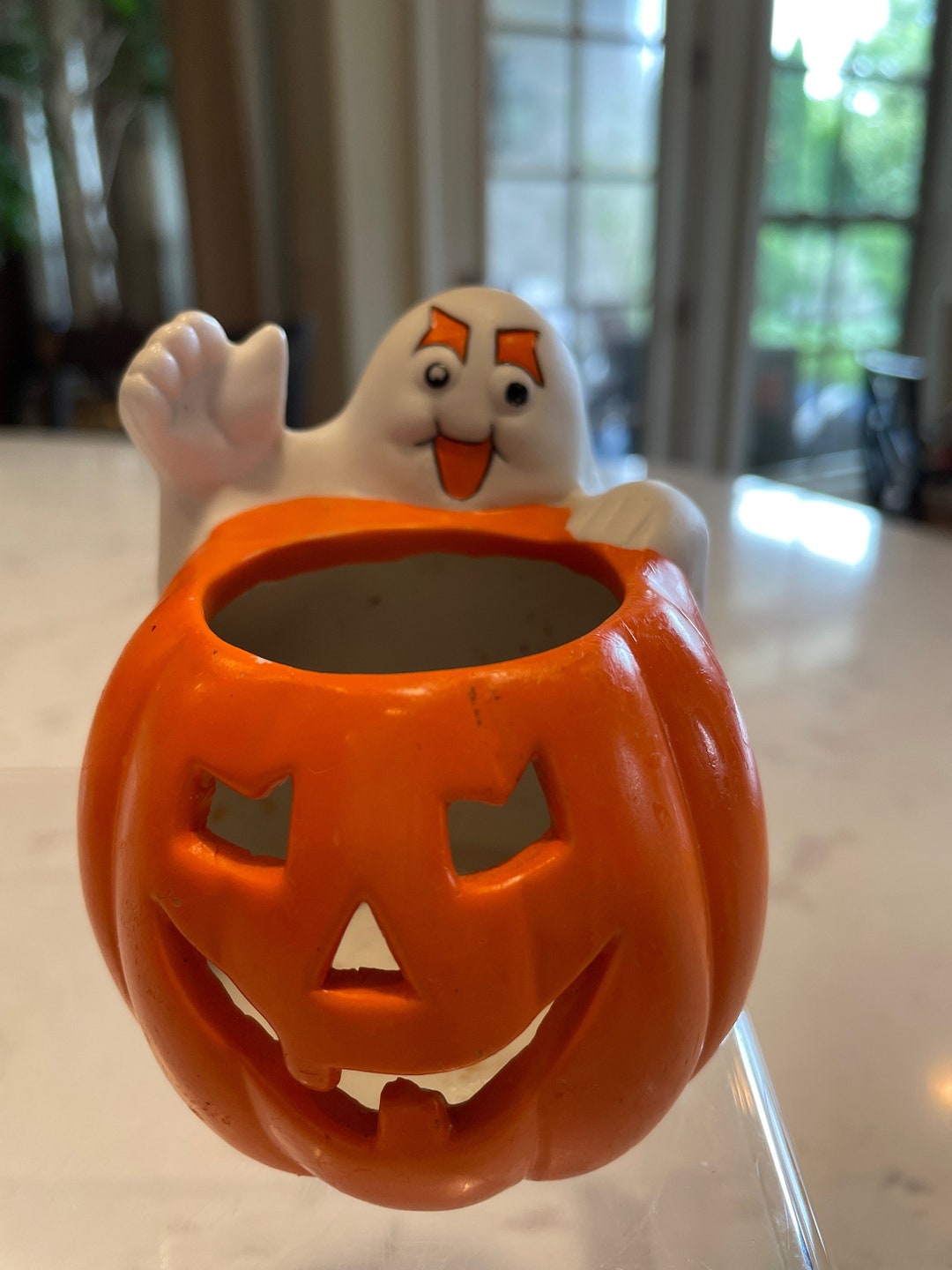 Vintage Hallmark Halloween Ghost Candle Holder Jack O Lantern ...