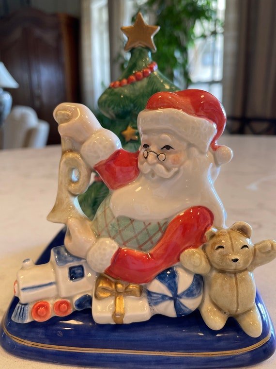 Vintage Fitz and Floyd Christmas 1986 Santa Claus With Tree and