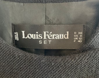 Louis Feraud Black wool Blazer. Beautiful buttons and leather trim.