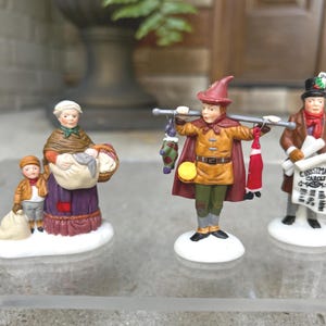 Vintage Department 56 Christmas "Portobello Road Peddlers" Heritage Village Collection #58289, Snow Village Christmas Dept 56 Set of 3