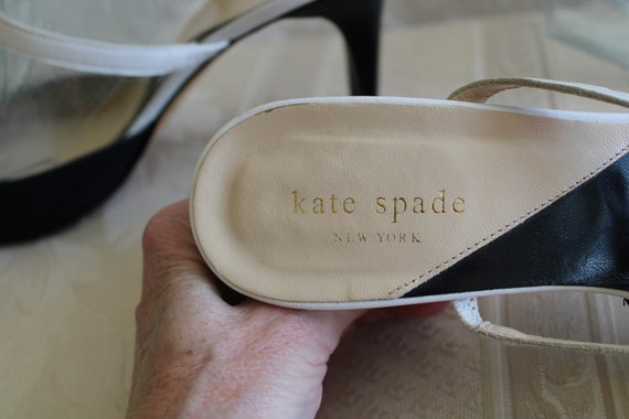 Vintage Kate Spade Black and White Open Heeled Pu… - image 4