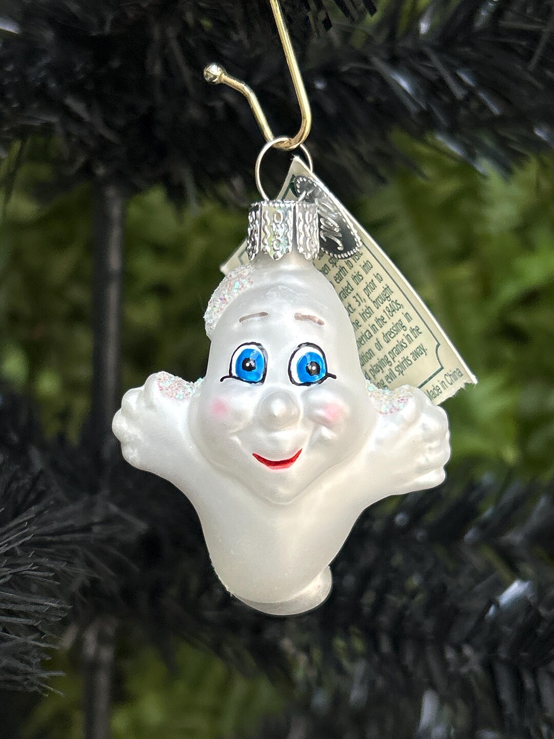 Vintage Old World Christmas (OWC) Glass Mini Halloween Ghost Ornament ...