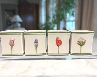 Villeroy & Boch Flora Collection Bud to Bloom Porcelain Napkin Ring Holder Set of 4  Spring Easter Table Decoration 1 3/4" IMPERFECT