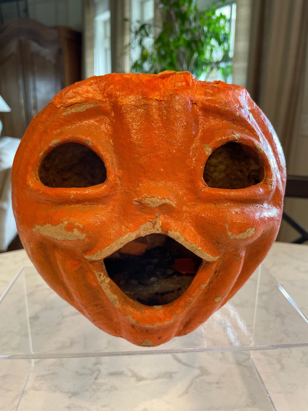 Vintage Papermache Halloween Pumpkin Pulp Paper Circa Etsy