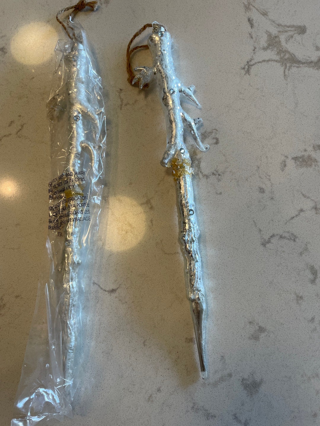 Pottery Barn Large Frosted Glass and Glitter Icicle. 13.5 Etsy