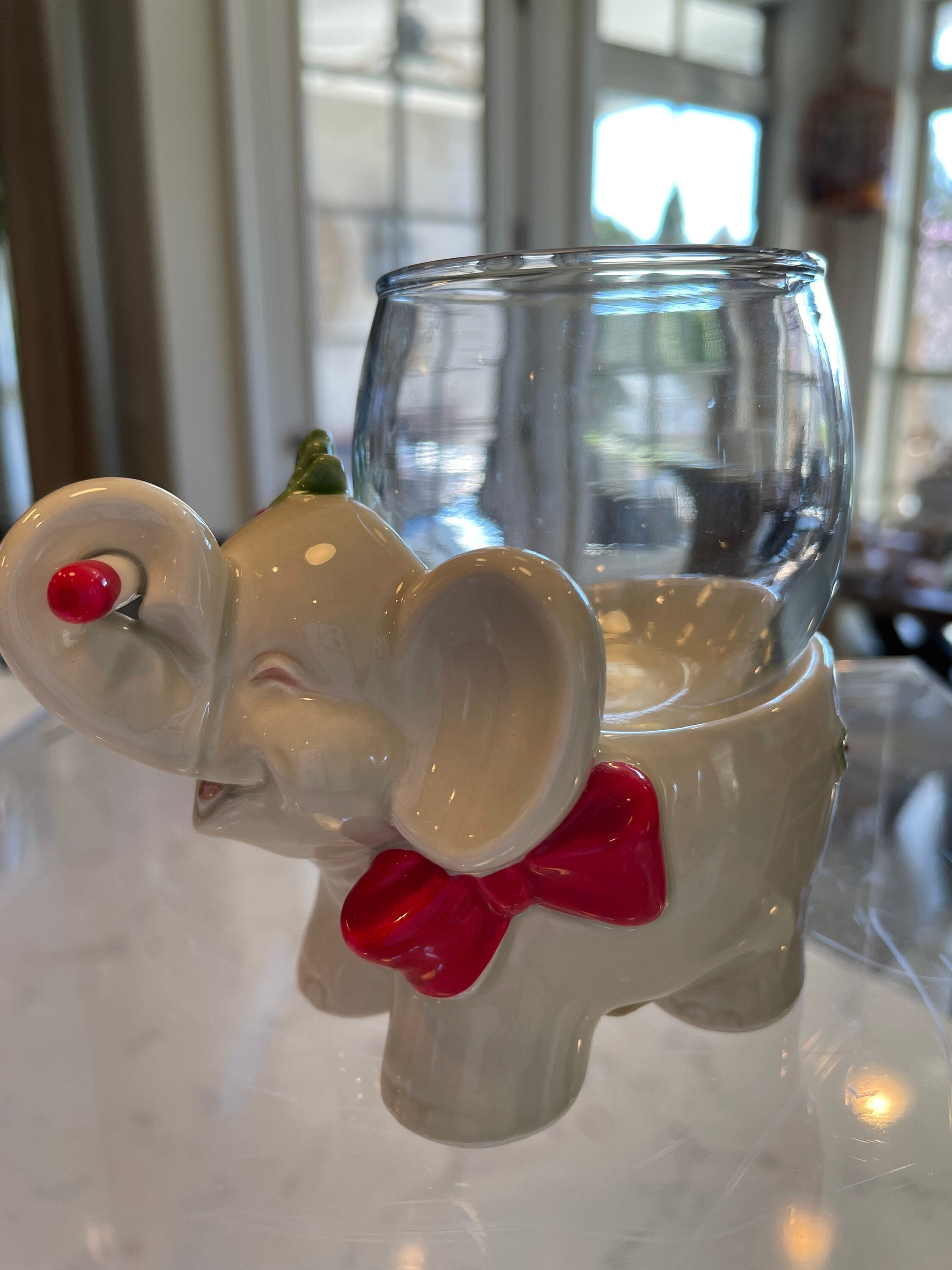Fitz and Floyd Christmas Elephant With Candy Cane Votive Etsy