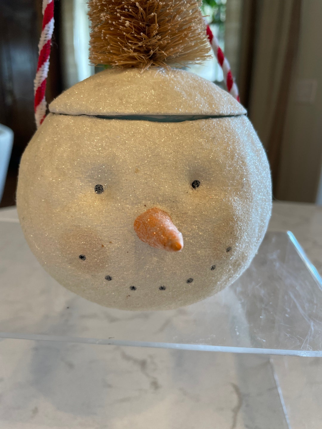 Midwest Seasons of Cannon Falls Snowman Candy Bucket With Sisal Tree