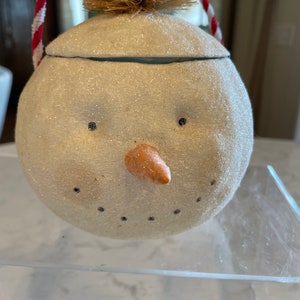 Vtg Ice Cube Snowman Lucite Ornament, Seasons of Cannon Falls Bell
