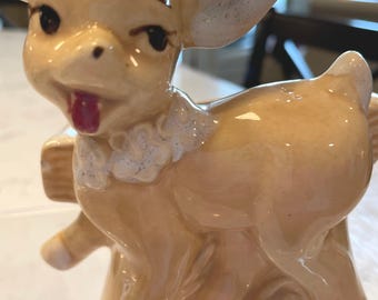 Vintage OPCO Ceramic Fashions Sweet Lamb, Fawn Planter, Decoration, Nursery,Collectible