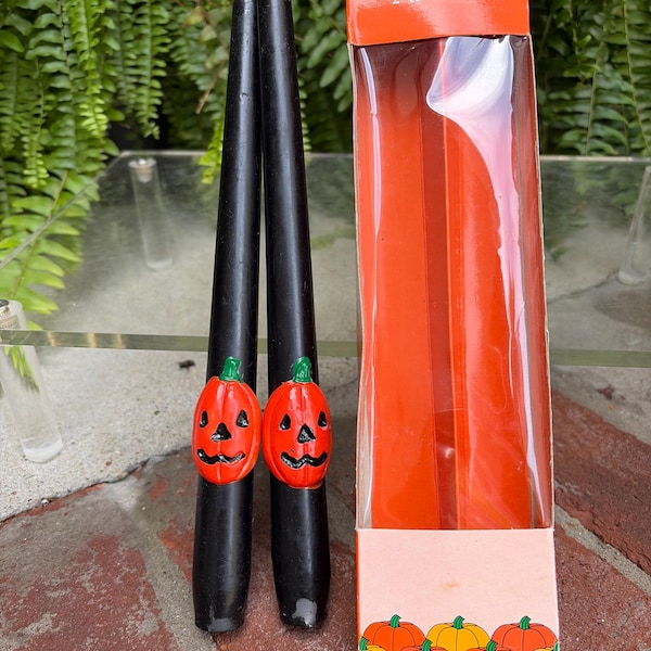 Vintage Halloween Jack O Lantern Candles, Tapers, Halloween Candles 10"