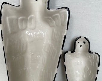 Mud Pie Cute, Whimsical Halloween  Ghost Condiment, Candy Bowl, Dip Servers Set of 2 Halloween Decoration, Spooky decor