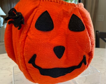 Cute Halloween Felt Fabric Trick Or Treat Bag Jack O Lantern or Frankenstein Treat Candy Bucket Pumpkin Halloween Candy Bag Treat Bag