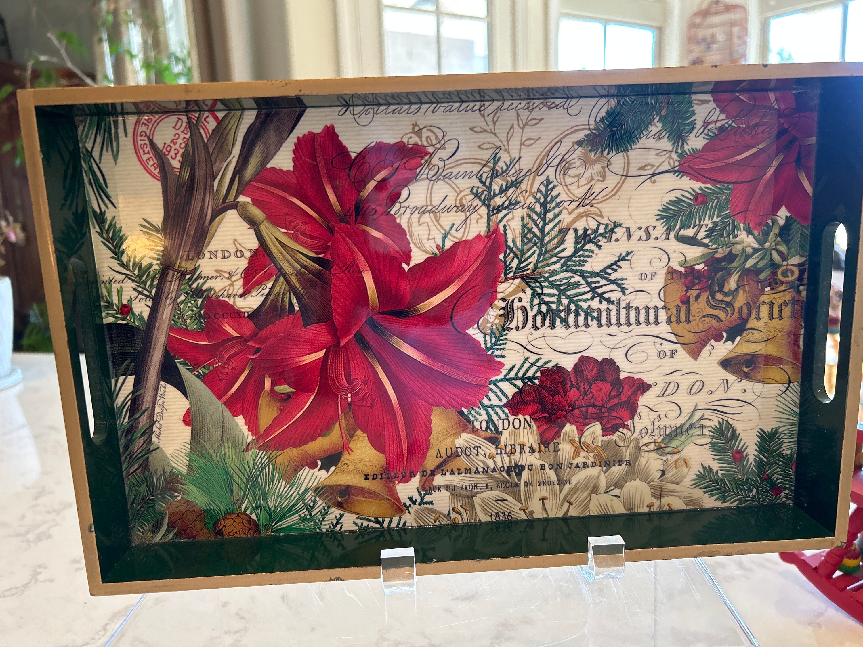 Michel Design Works Christmas Decoupage Wooden Tray Christmas