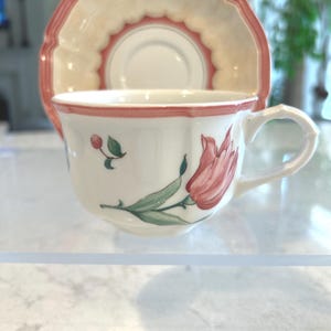 Villeroy & Boch Jardin D'Alsace Fleur Flat Cup and Saucer Set Scalloped Rim Villeroy and Boch Made in Germany Unused  Saucer Country French
