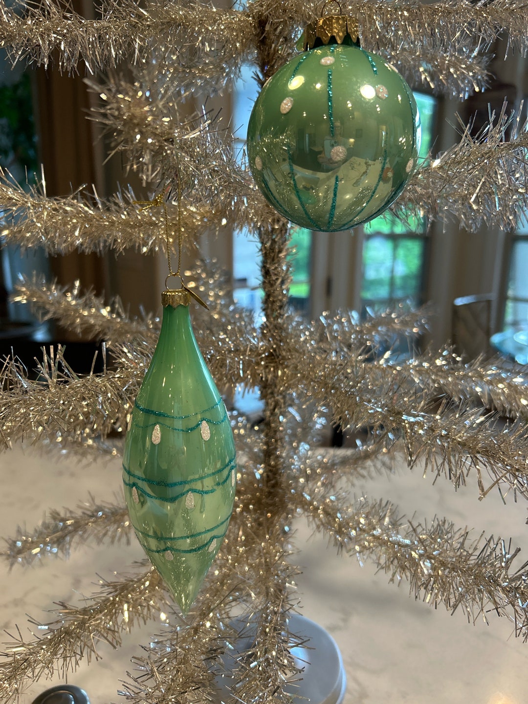 Vintage Seasons of Cannon Falls Christmas Ornaments Set of 2 in Light