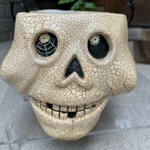 Vintage Halloween Candy Bucket/candy Pail W/ Handle, Skull Candy Pail