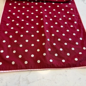 Pottery Barn 2007 Christmas Traditional Cranberry Red Table Linens, 100% Cotton, Napkins, Runner, Tablecloth,Polka Dots, Sold Separately
