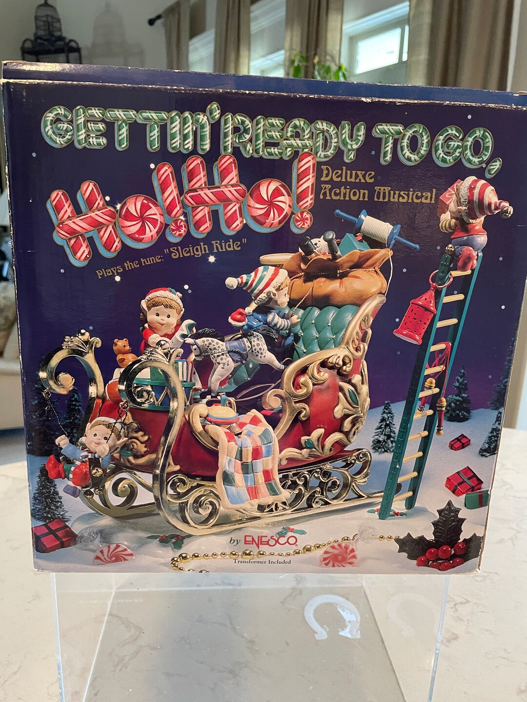 Vintage Christmas Ho Ho Gettin' Ready to Go Sleigh Ride by Enesco