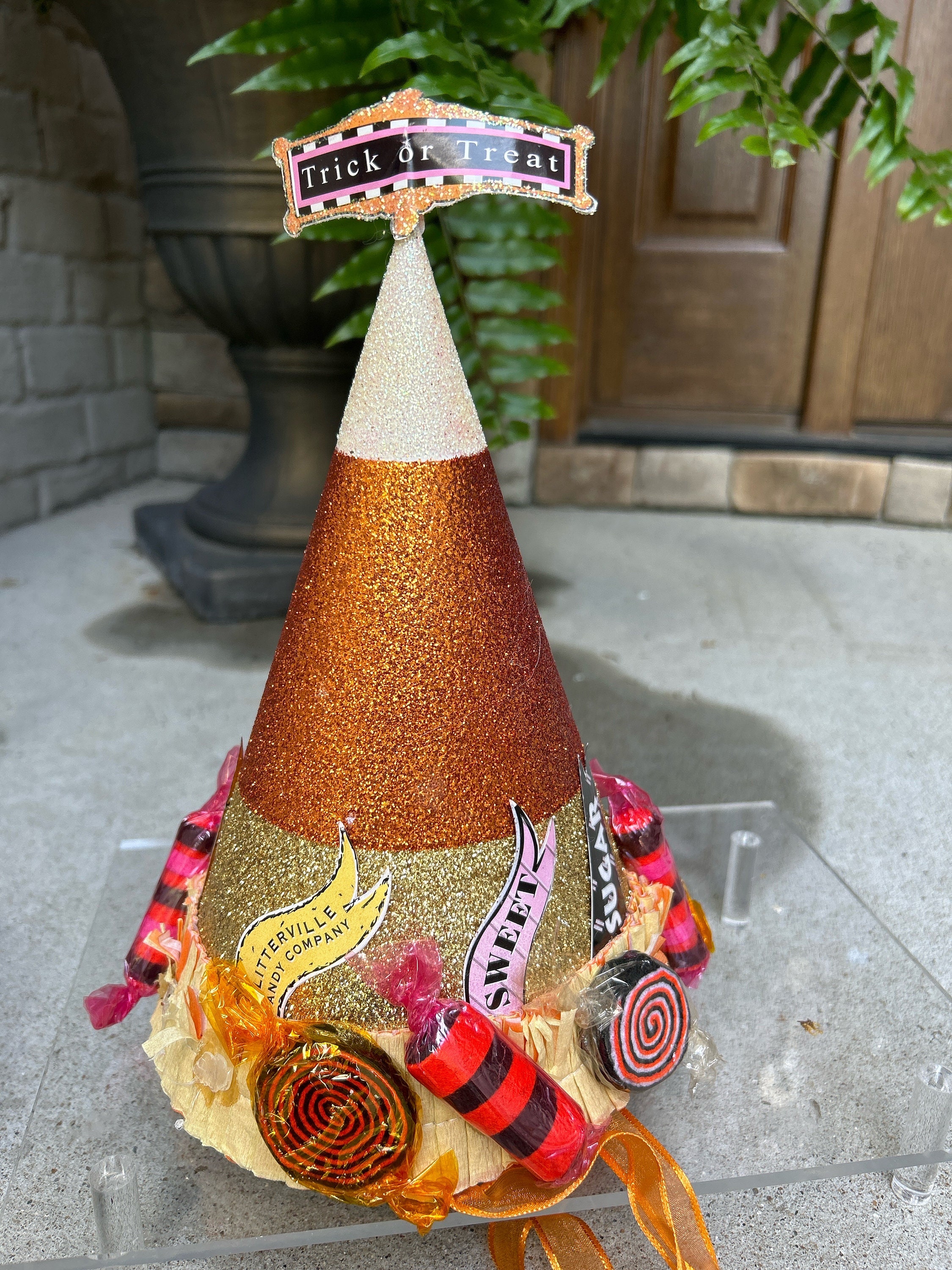 Vintage Halloween Department 56 Glitterville Halloween Hat W/ Candy ...