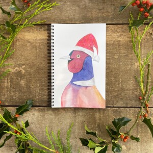 Watercolour Christmas Pheasant A5 Notebook, Christmas Notebook,Hand Painted, Stocking Fillers, Hand Made Gifts, Hand-Drawn Designs, Pheasant