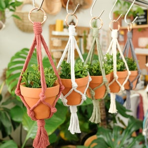 Macrame Car Plant Hanger Rear View Mirror Charm Cute Car 