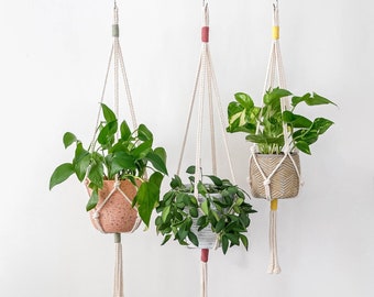 Macrame Plant Hanger, Hanging Planter, Simple Minimalist Plant Hanger, Short Small Large Cotton Rope Hanging Plant Holder Indoor, Home Decor