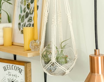 Macrame Hanging Planter, Macrame Plant Hanger Indoor Plants, No Tassel Without Tail No Fringe, Houseplants Terrarium Hanging Plant Holder