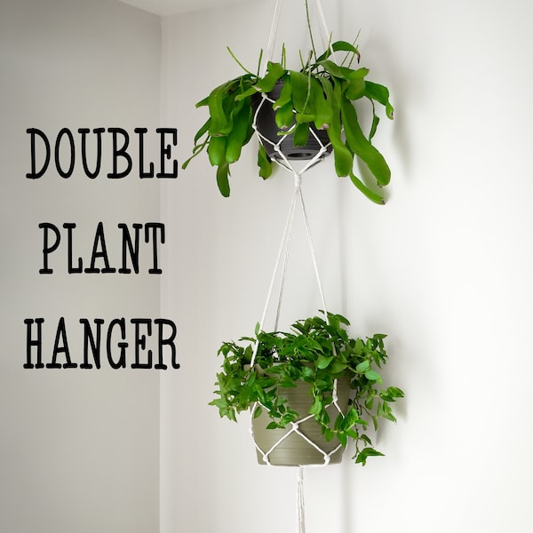 DOUBLE PLANT HANGER, 2 tier hanging planter, tiered macrame plant hanger, minimalist, hanging planter indoor, plant holder, plant lover gift