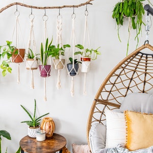 Macrame Plant Hanger, Hanging Planter Indoor, Small Large Hanging Plant Pot Holder, Boho Home Decor Ideas, Houseplant Wall Planter, Wall Art image 1