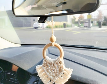 Macrame Car Essential Oil Diffuser, Boho Rear View Mirror Accessory, Car Hanging Accessories, Interior Decor Car Hanger Charms/Ornaments
