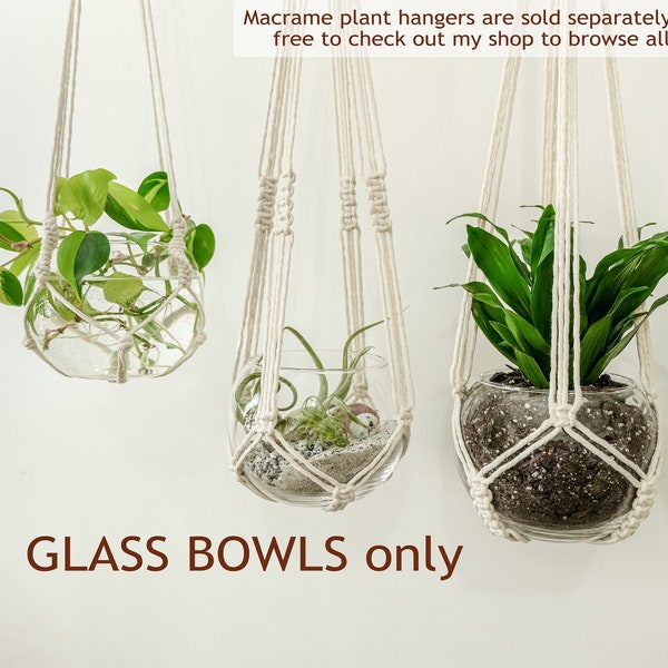 Glass Bowl for Terrariums, Cuttings, Houseplants, Indoor Plant Pot Clear, Vertical Garden, Great for Macrame Plant Hangers & Hanging Planter