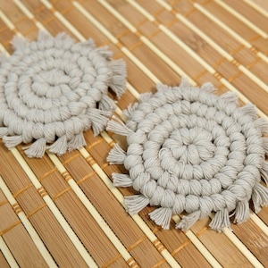 Boho Macrame Coasters, Car Cup Holder Coasters Set of 2, Mug Rug Set, Cute Car Accessories Decoration, Car Interior Decor, Stocking Stuffers