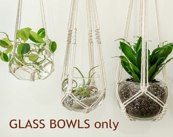 Glass Bowl for Terrariums, Cuttings, Houseplants, Indoor Plant Pot Clear, Vertical Garden, Great for Macrame Plant Hangers & Hanging Planter