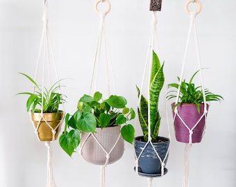 Macrame Plant Hanger Indoor, Simple Minimalist Hanging Planter, Short Long Hanging Plant Holder Pot, Houseplant Accessories, Plant Lady Gift