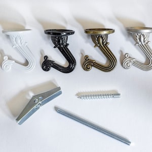 Deckenhaken für Pflanze, Pflanzenaufhänger-Haken, hängende Pflanzer-Deckenpflanzenhaken, antikes Messing-Schwarz-weißer Deckenhaken, Schrauben- und Knebelschrauben