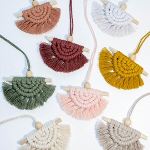 Half Moon Macrame Car Diffuser, Mini Macrame Car Charm, Car Decorations Interior, Essential Oil Diffuser Hanging Rear View Mirror Accessory image 2