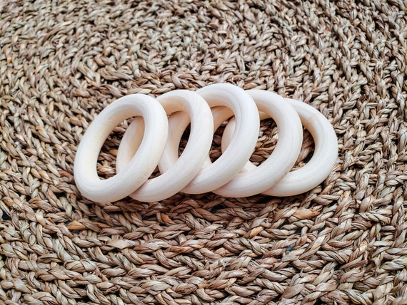 Holzringe Zum Basteln 10 Stück – 45 Mm Ø, Naturbelassen Für Makramee & Schmuck