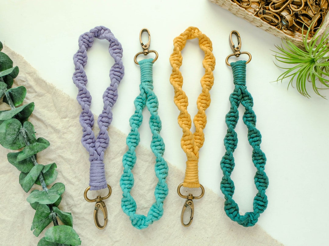 小物 OVY  Carabiner Macrame Keychain  i'm ok Braided Macrame Keychain Wristlet, Wrist Lanyard, Boho
