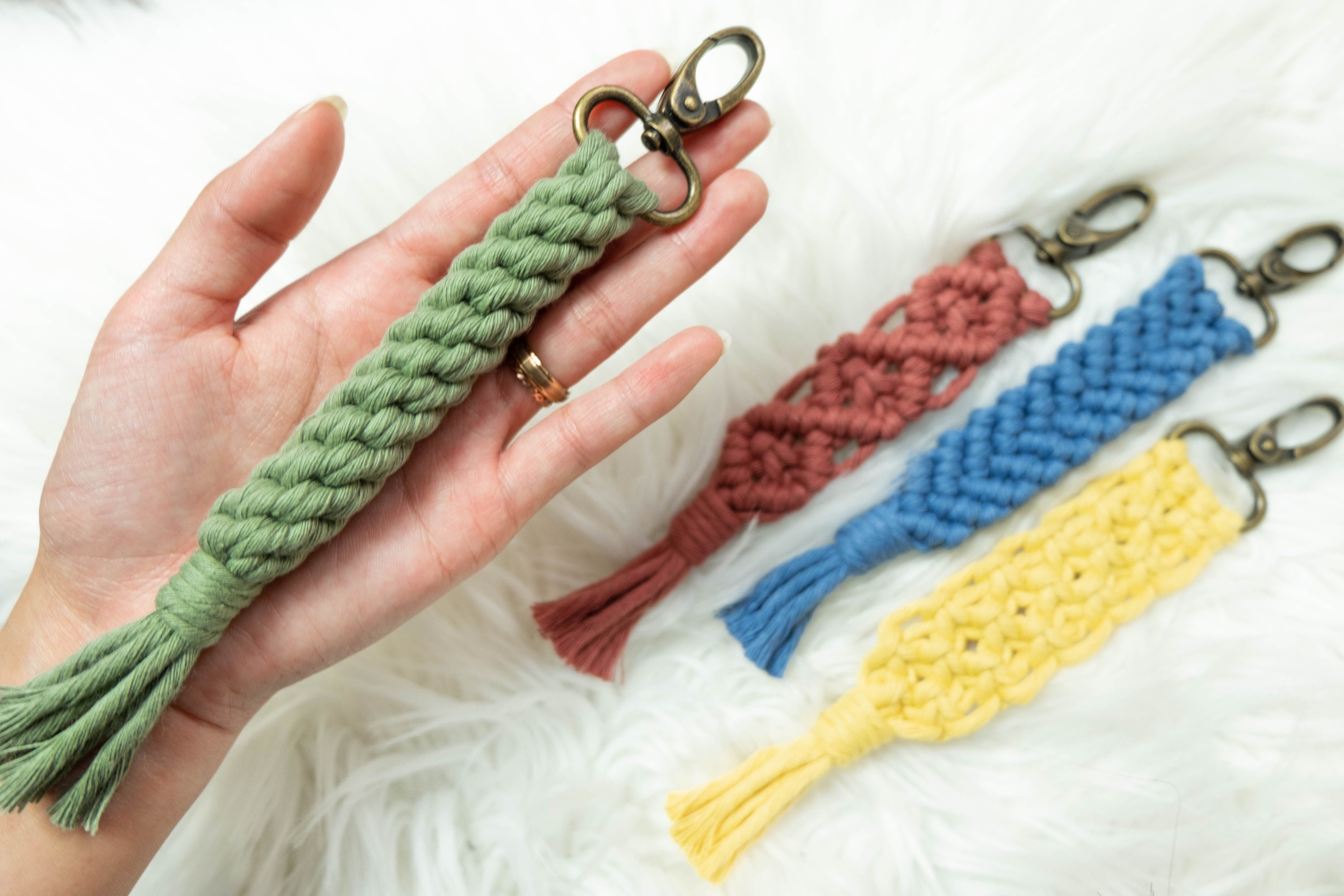 Llavero Bohemio De Macramé Para Mujer, Pulsera Trenzada Hecha