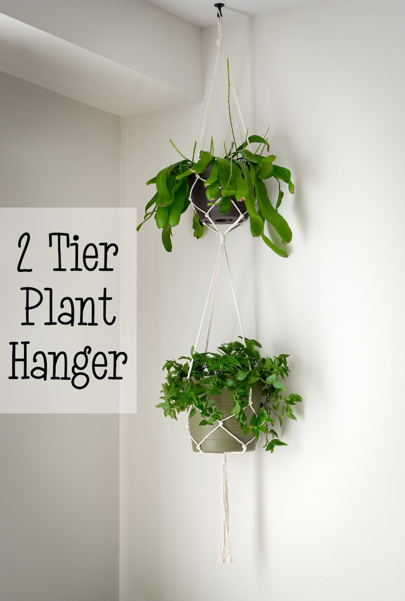 Tier Planter, Two Tiered Hanging Planter, Hanging Planter, Hanging Plant Holder, Hanging Planter Indoor, Double Plant Hanger, Plant Hanger image 1