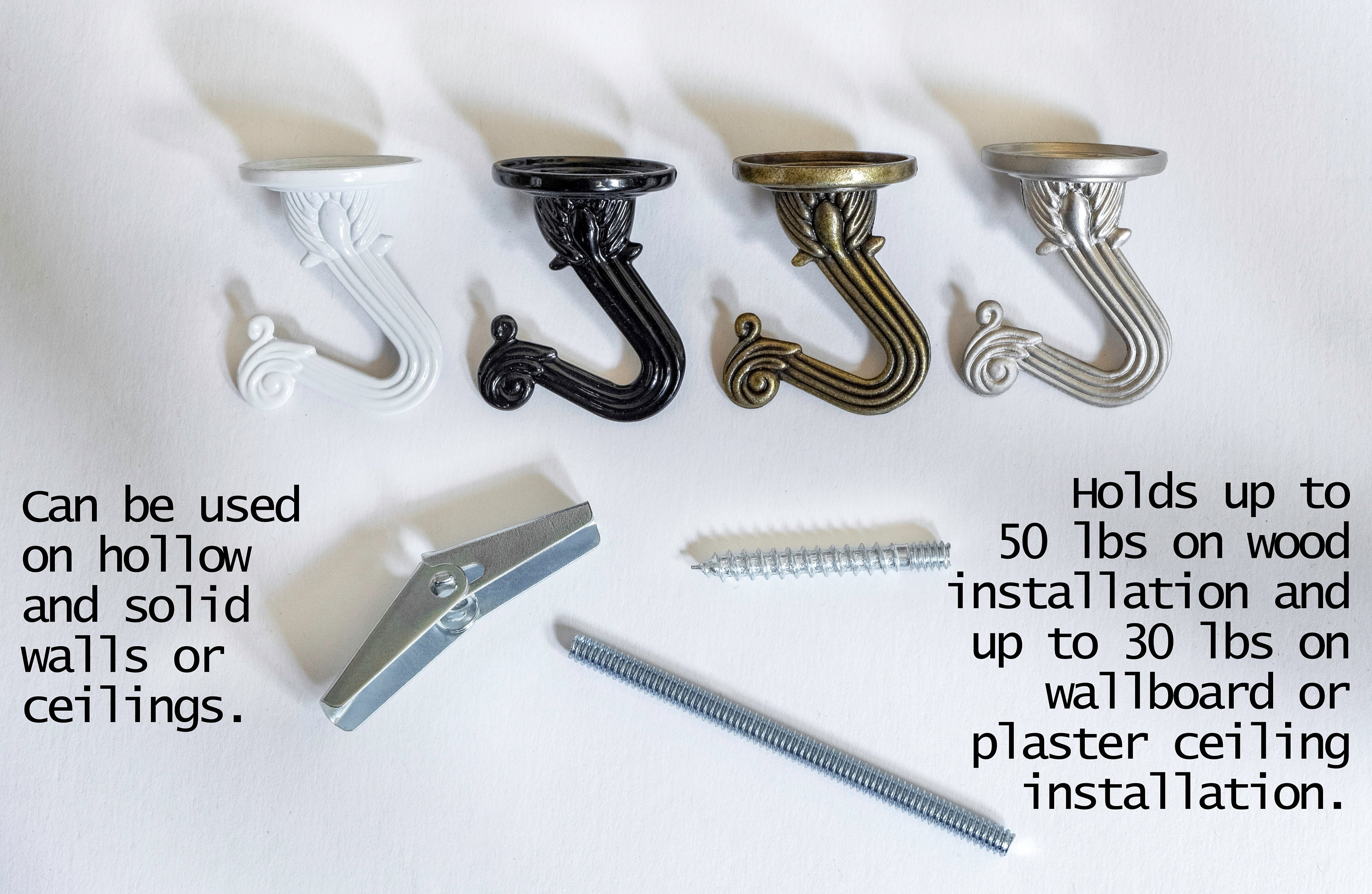 PATIKIL Heavy Duty Ceiling Hooks - 2 Pack, 90mm Steel Hooks For Hanging Lamps, Plants, Fans, Up To 176lbs
