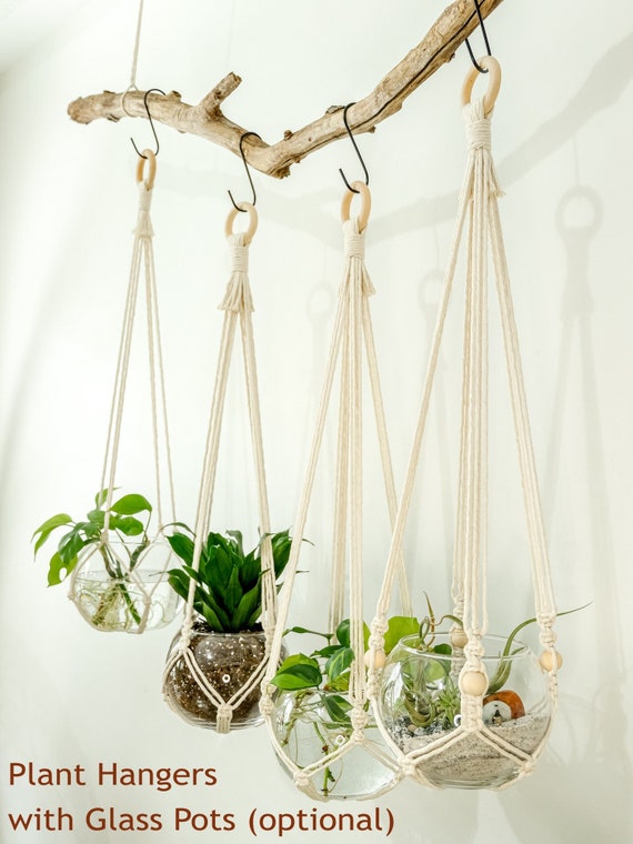 Jimkply Portavasi In Macramè Fai-da-Te In Cotone, 2 Pezzi Color Avorio Per Decorazione Boho - 3