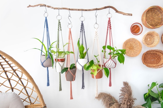 hanging large plants 70.9" Plant Stand, Large Flower Bonsai Shelf with 6 S Hanging Hooks, Rustic Brown