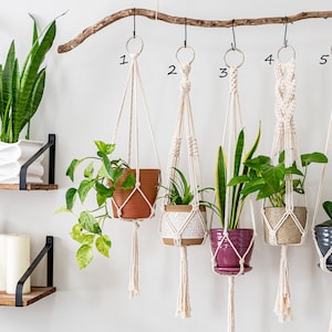 Macrame Plant Hanger, Hanging Planter Indoor, Small Large Hanging Plant Pot Holder, Boho Home Decor Ideas, Houseplant Wall Planter, Wall Art image 2