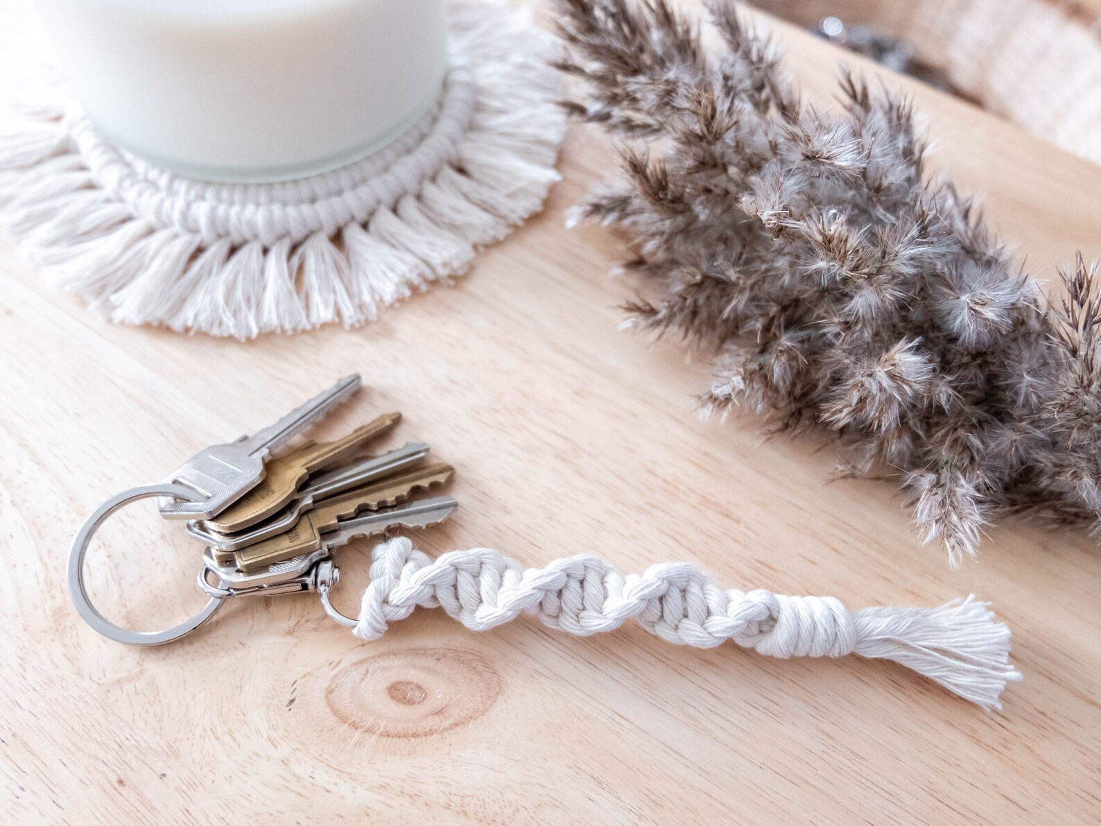 Cute Key Rope Macrame Keychain, Cute Rope Key Chain Tassel Fringe, Short Small Keys ...