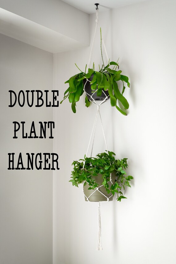 DOUBLE PLANT HANGER, 2 Tier Hanging Planter, Tiered Macrame Plant Hanger,  Minimalist, Hanging Planter Indoor, Plant Holder, Plant Lover Gift - Etsy
