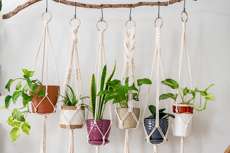 Macrame Plant Hanger, Hanging Planter Indoor, Small Large Hanging Plant Pot Holder, Boho Home Decor Ideas, Houseplant Wall Planter, Wall Art image 9